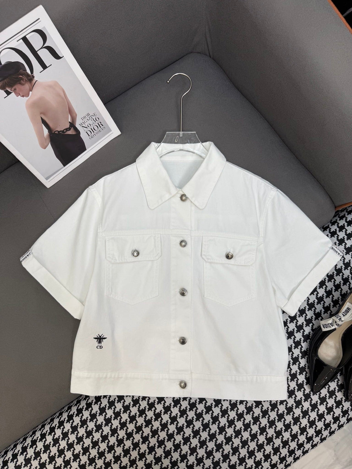 DIOR WHITE SHORT-SLEEVE DENIM JACKET