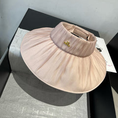 WIDE BRIM HALF HEAD HAT MODEL 650343 IN LIGHT PINK PLEATED SATIN