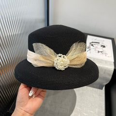 SMALL BRIM HAT MODEL 650349 IN BLACK WOVEN STRAW