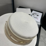 MM STRAW HAT IN WHITE WITH RHINESTONE EMBELLISHED