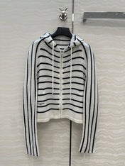 DIOR HOODED STRIPED KNIT CARDIGAN 276284