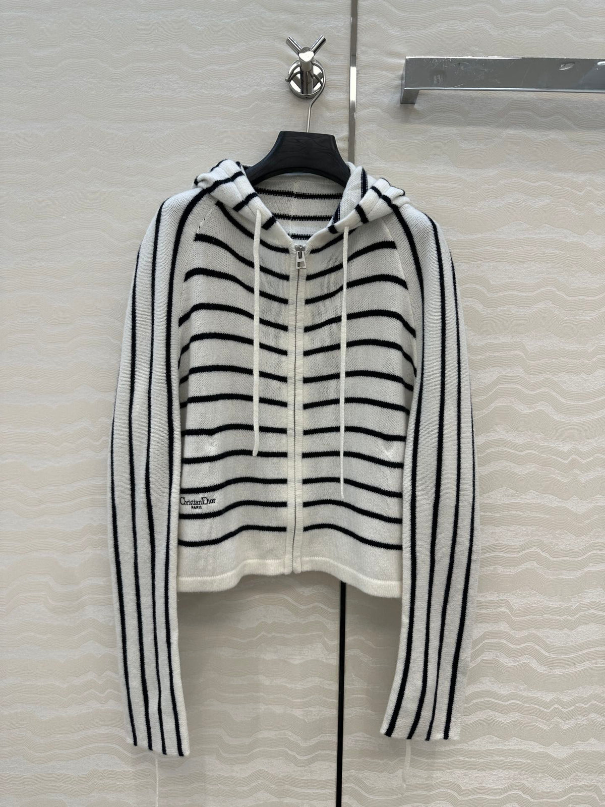 DIOR HOODED STRIPED KNIT CARDIGAN 276284