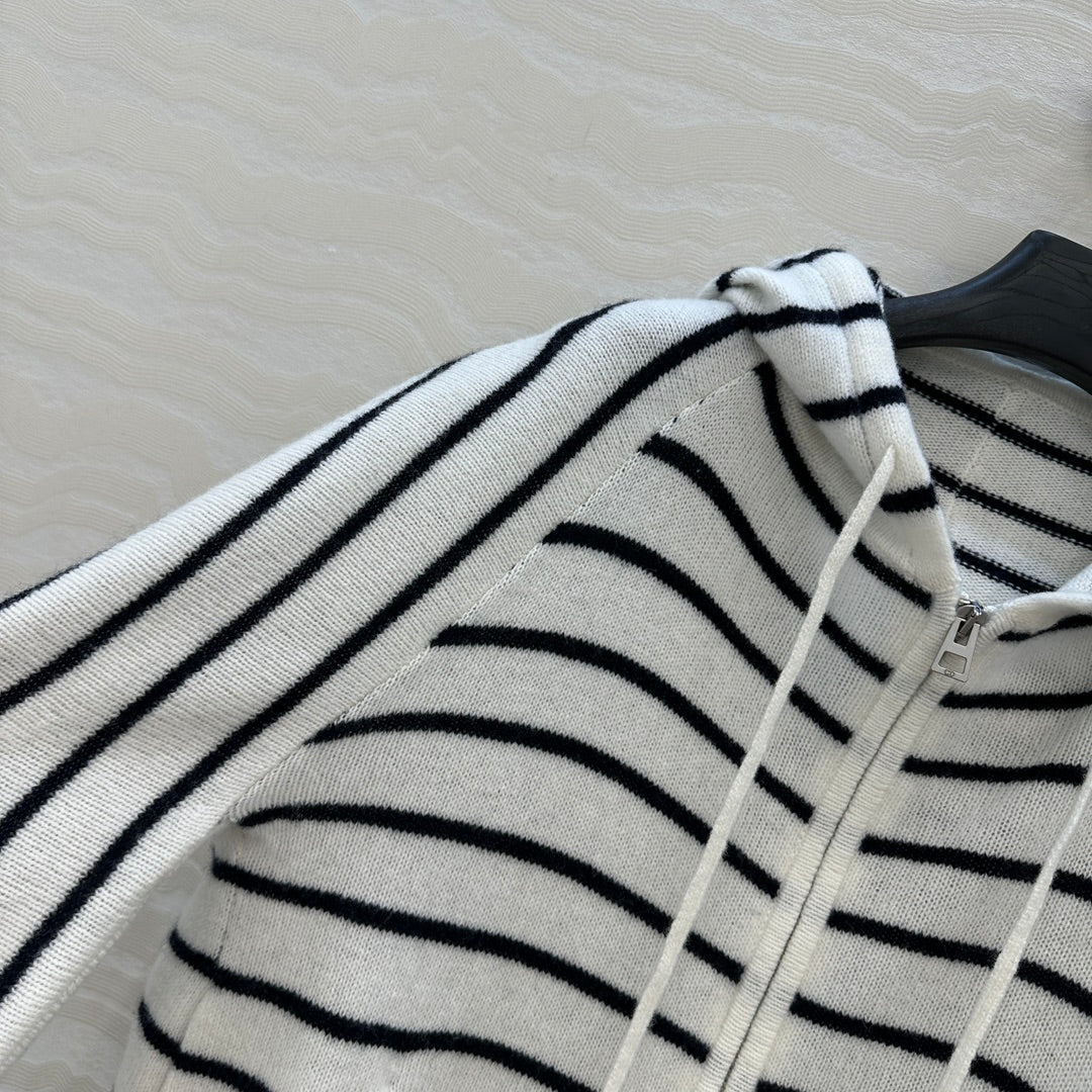 DIOR HOODED STRIPED KNIT CARDIGAN 276284