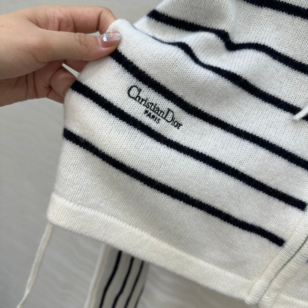 DIOR HOODED STRIPED KNIT CARDIGAN 276284
