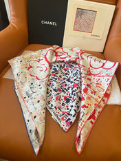 CHANEL 25S SCARF 90 IN SILK TWILL 700818