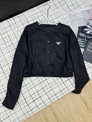 PRADA 25S LIGHTWEIGHT ROUND-NECK LINEN JACKET 368