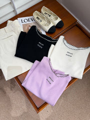 MIUMIU SHORT-SLEEVE KNIT TOP STYLE 347