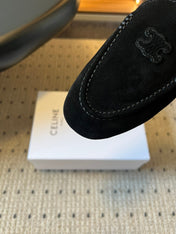 CELINE 25S LOAFERS FLAT IN BLACK SUEDE