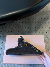 MIUMIU 26S MULES IN DARK BROWN SUEDE