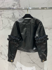 CHANEL 25S ROUND-NECK LEATHER JACKET 410