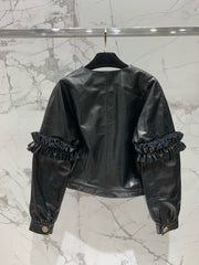 CHANEL 25S ROUND-NECK LEATHER JACKET 410
