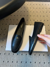 CELINE 26S FLAT LOAFERS IN BLACK LAMBSKIN