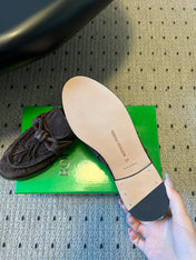 BOTTEGA VENETA 26S LOAFERS IN DARK BROWN SUEDE
