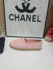CHANEL 26S ESPADRILLE LOAFERS IN PINK CALFSKIN WITH ROPE SOLE