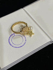 STAR PEARL CLOVER GOLD DIAMOND RING