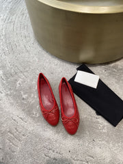 BALLET FLATS RED QUILTED LAMBSKIN