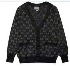 GG Cardigan V-Neck Monogram Black Jacquard