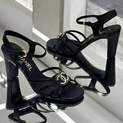 HIGHT SANDALS 2025 IN BLACK PATENT LAMBSKIN
