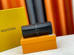 ETUI 3 MONTRES MONOGRAM TAURILLON BLACK CALFSKIN