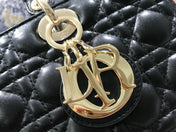 LARGE 32 LADY BAG IN BLACK LAMBSKIN WITH GOLD HARDWARE