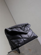 LOULOU PUFFER MEDIUM 29 IN ALL BLACK SHEEPSKIN BLACK HARDWARE