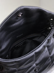 LOULOU PUFFER MEDIUM 29 IN ALL BLACK SHEEPSKIN BLACK HARDWARE