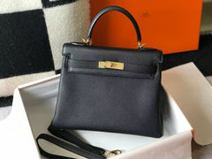 HM KELLY BAG 28 IN BLACK TOGO LEATHER GOLD HARDWARE