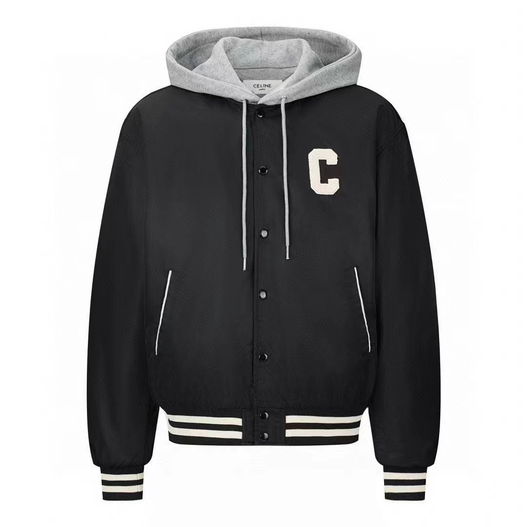 Celine Jackets C Logo Black White Mix Grey Cotton
