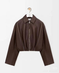 LOEWE Draped Jacket Brown Nappa Lambskin