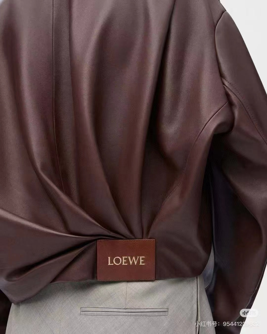 LOEWE Draped Jacket Brown Nappa Lambskin