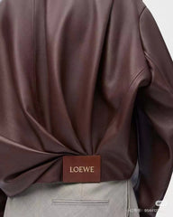 LOEWE Draped Jacket Brown Nappa Lambskin