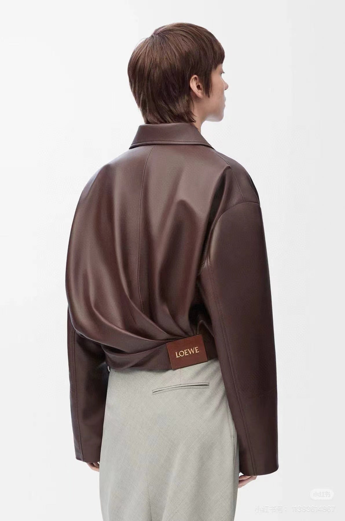 LOEWE Draped Jacket Brown Nappa Lambskin