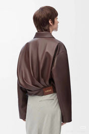 LOEWE Draped Jacket Brown Nappa Lambskin