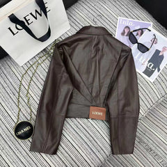 LOEWE Draped Jacket Brown Nappa Lambskin