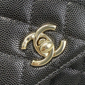 MINI FLAP BAG 14 IN BLACK GRAINED CALFSKIN GOLD HARDWARE