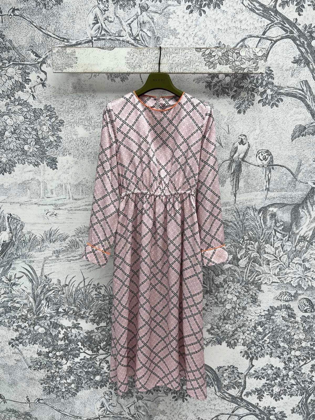 GG Printed Silk Dress Pink Ready To Wear