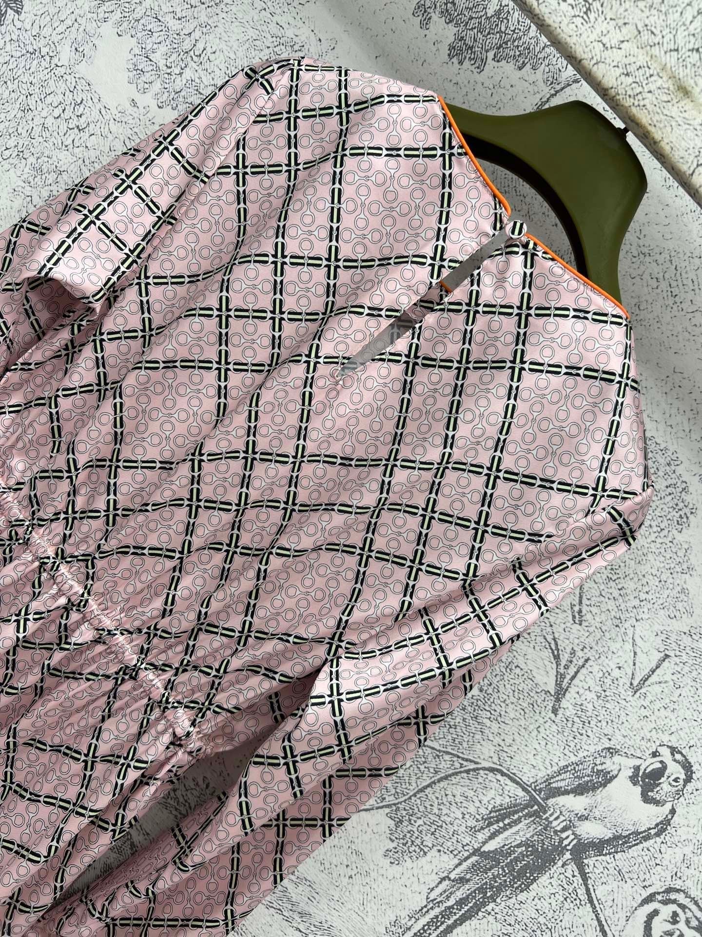 GG Printed Silk Dress Pink Ready To Wear