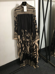 Zimmermann Lllustration Otto Gown Black Beige in Viscose Silk