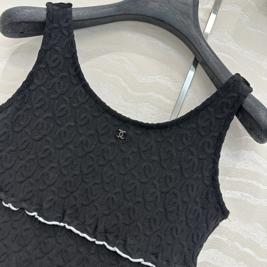 Coco Double C Jacquard Logo Classic One-piece Swimsuit