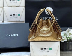 CHANEL 25 MEDIUM HANDBAG 30 IN GOLDEN BROWN CALFSKIN WITH GOLD HARDWARE