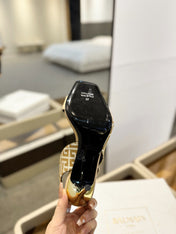 RUBY SANDALS IN BEIGE CALFSKIN AND PB LABYRINTH CANVAS