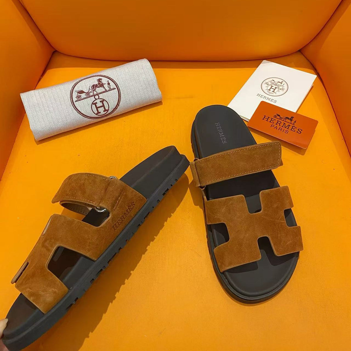 HM CHYPRE SANDALS IN BROWN SUEDE LEATHER