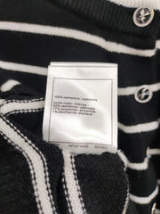 CC NAUTICAL CARDIGAN IN BLACK AND WHITE COTTON KNIT WITH STRIPED DESIGN WITH CC BUTTONS