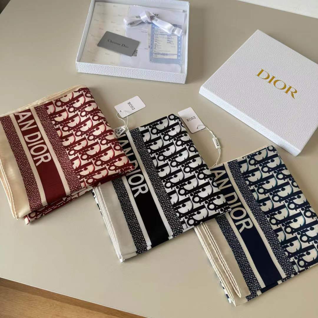 CD SCARF IN BLACK MONOGRAM PATTERN SILK