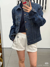 CLASSIC TRUCKER JACKET INDIGO DENIM CONTRAST STITCHING SILVER BUTTONS          Ask ChatGPT