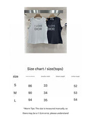 J'ADORE DIOR SLEEVELESS TEE IN BLACK COTTON