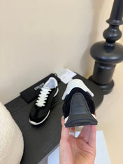 CELINE TRAINRES IN BLACK MIX WHITE SUEDE AND FABRIC