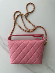 CC TOP HANDLE BAG 19 IN PINK GRAINED CALFSKIN
