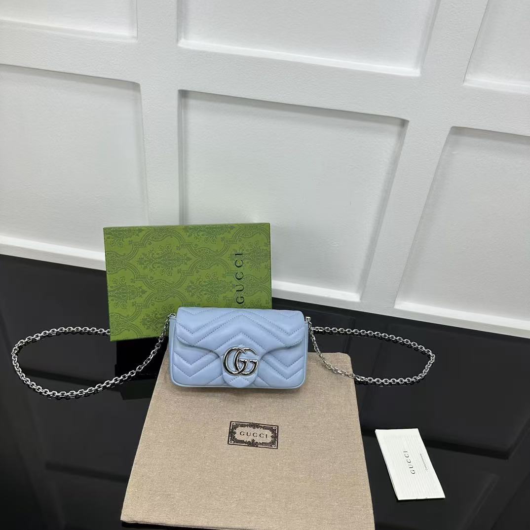 GG MARMONT 16 MINI SHOULDER BAG BLUE CALFSKIN