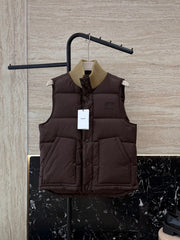 CELINE SLEEVELESS PUFFER JACKET IN BROWN